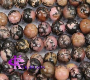 Discount Whole Natural Genuine Black Lace Pink Rhodonite Round Loose Stone Beads 318mm Jewelry DIY Necklaces or Bracelets 157402168