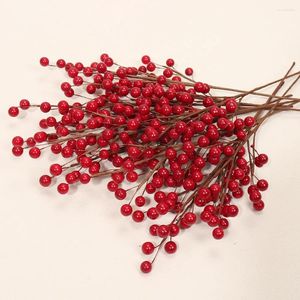 Decorative Flowers Artificial Red Berries Stems 13.8" Waterproof Berry Branches For Home Holiday Wedding DIY Crafts Decor