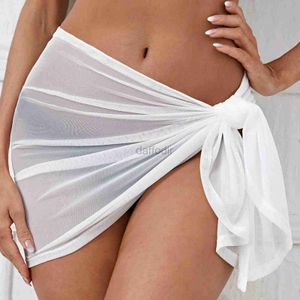 Frauen Strand tragen sexy Frauen Solid Pareo Beach Bikini Deck -Deck -Wrap -Rock Sarong Beachwear Mesh Drawess Deckrock D240501