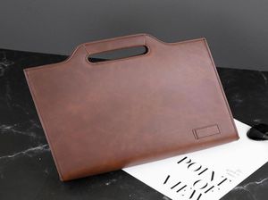 Briefcases Crazy Horse Leather Retro Briefcase Men IPad Document Stereotyped Bag Zipper Envelop Male Business Casual Handbag Satch2512207