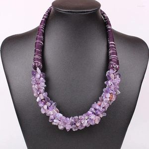 Hänge halsband mode handgjorda naturliga gröna Aventurine Tiger Stone Amethyst Jade Chain Halsband för kvinnor smycken grossist A1434