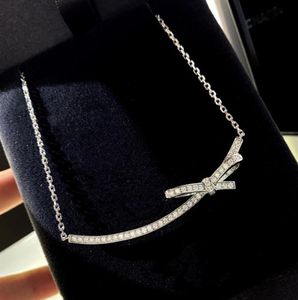 women necklace S925 silver Bow Necklace with 18K Gold Plated collar bone chain34854219957