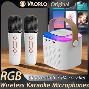 Mikrofony Przenośne bezprzewodowe podwójne mikrofon KTV DSP System HiFi stereo dźwięk RGB kolorowe światła LED maszyna karaoke Bluetooth PA głośnik