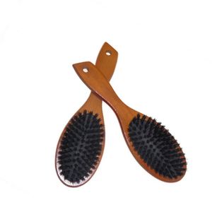 Natural Boar Brestle Hairbrush Massage Comb Antistatiska hårbotten Paddelborste Bestrika Trähandtag Hårborste Comb Styling Tool