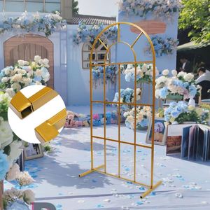 Party Decoration W3.3xH6.5FT Gold Metal Wedding Arch For Ceremony Iron Backdrop Stand Balloon Garden Climbing Plants