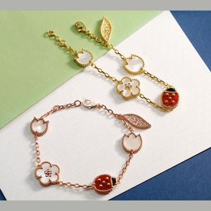 Luksusowa kobieta Bierzeń czterokrotnie koniczyna projektant bransoletki The Ladybird z siedmioosobową bransoletą moda kwiaty złota srebrne różowe złoto wieloaspektowa bransoletka prezent