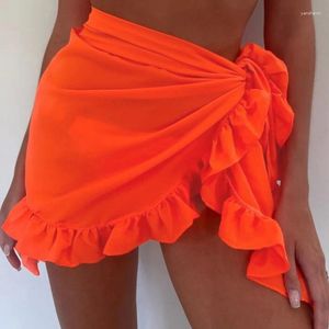 Fashion Ruffle Bikini Cover Ups Short Skirt For Women Summer Sun Protection Beach Dresses Sweet Swimsuit Wrap Swimwear