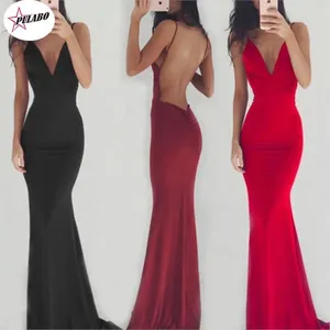 Vestidos casuais moda de seda senhora sexy aberta de volta