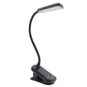 Lampade da tavolo Clip LED sulla spia del libro 3 colori 8 luminosità USB Mini scrivania ricaricabile