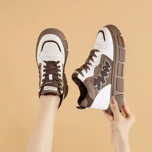 Casual Shoes Platform Sports for Women 2024 Autumn Women's Vulkanized Stylish Khaki Color Block Harajuku Sneakers Tenis Feminino