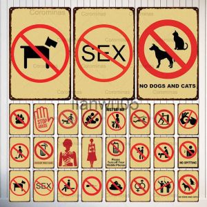 Warning Metal Sign Warning No Sex Stop Abuse No Dogs and Cats Metal Painting Tin Poster Shabby Vintage Plate Plaque Wall Art Man Cave Decoration Classic Cartoon Beware