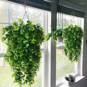 Decorative Flowers Artificial Plant Eucalyptus Leaves Vine Wall Hanging Fake Garland For Christmas Wedding Home Garden Balcony Outdoor