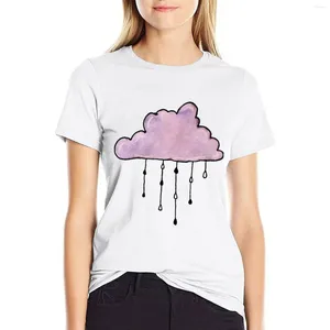 Kvinnors polos lila regnmoln akvarell t-shirt damkläder roliga anime sommarkläder