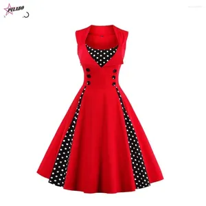 Vestidos casuais Pulabo S-5xl Robe Retro Retro Vintage 50s 60s Rockabilly Dot Swing Pin Up Summer Summer Party Elegant Tunic Vestidos feminino