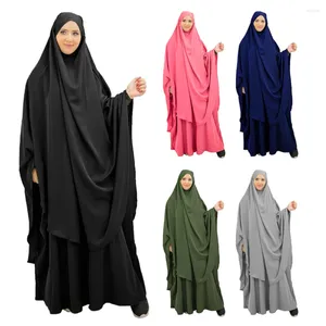 Ethnische Kleidung Ramadan Khimar Muslimische Frauen 2 Stück Gebet Set Kleid Full Cover Islam Burka Kapuze Araber Jalabiya Umrah Eid Abaya Anbetung