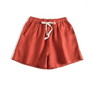 Shorts femininos verão casual cor sólida cintura alta solta