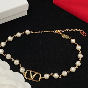 Luxur Designer Brand Chain Halsband 18K Gold Newklace för bröllop smycken modehalsband för kvinnor gåva