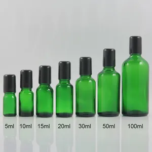 Bottiglie di stoccaggio olio essenziale da 20 ml rullo di bottiglia di vetro vuoto per contenitori di rotoli cosmetici con coperchio nero