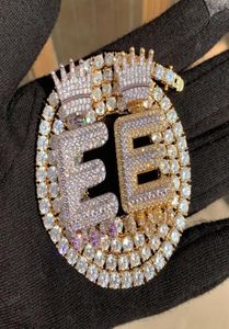 Custom Name Crown Bail Purple Drip Letters Necklaces Pendant For Men Women Gold Color Cubic Zircon Hip Hop Jewelry233P9106532