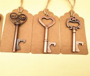 Vintage Skeleton Key Flaschenöffnungsskelett Key Flaschenöffner Hochzeit bevorzugt antike rustikale Dekoration mit Escort Tag Card9495542