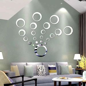 Wall Stickers 24Pcs Removable Acrylic Mirror Decal For Living Room Bedroom Home DIY Decor Decoration Silver