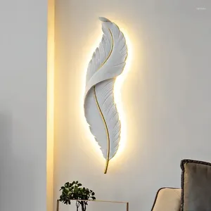 Lampa ścienna Biewalk Proste nordyckie białe dekorowanie piór luksusowe sypialnia sypialnia nocna korytarz dioda LED