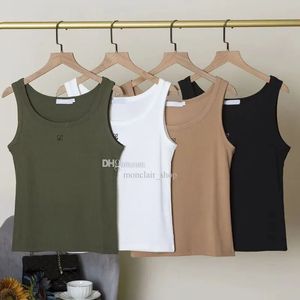 Womens tanks designer top Solid color classic embroidery summer long and short style knitted camisole