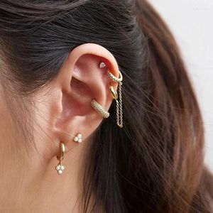 Backs Earrings CANNER 1PC 925 Sterling Silver Ear Cuff For Women Gold Plated Zircon Non-pierced Clip Fashion Jewelry Pendientes Gifts