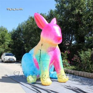 Mascote de desenho animado de desenho animado Atacado Mascote inflável Páscoa Balão de coelho publicitário 3m Balão colorido de coelho para decoração da primavera