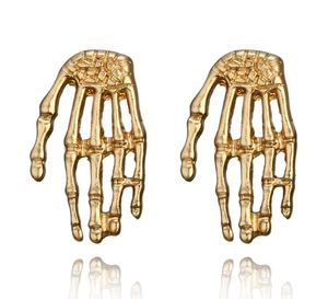 Punk Gold Color Hand Shape Brincos para mulheres Alloa de personalidade Liga geométrica Preta