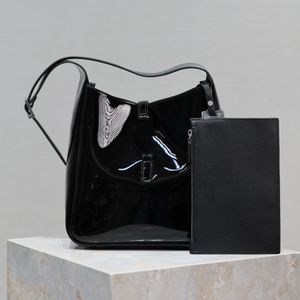 Alta qualidade LE 5 A 7 Bolsa de ombro de luxo Patente Patent Leather Bolsa de zíper interno Bolsa Gancho Ganch Saco crossbody Sport causal esporte gulmão Mensageiro Bolsa de Mensageiro