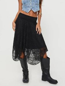 Skirts Women Sexy Layered Lace Skirt Low Rise Ruffle Tiered Asymmetrical Half Slip Teen Girls Pleated Frilly Flowy Short