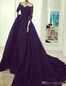 2019 Vintage Half Sleeves Lace Prom Dress South African Off Shoulders Ball Gowns Formal Holidays Evening Party Gown Custom Made Pl1609201