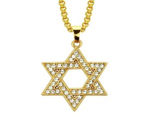 Happy Chanukah Dobra jakość delikatna żydowska gwiazda wisiorka Unisex Hip Hop Choker Naszyjniki Złoty Kolor Rapper7171026