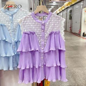 Blouses femininas verão mulheres camadas brancas bagunçam camisas fêmeas mangas femininas de peito único de renda y2k tops blusas mujer camisas