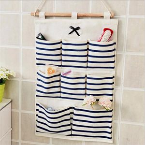 Storage Bags Hanging Bag Sundries Pouches Cotton And Closet Behind The Door 8 Pockets Linen Fabric At Home