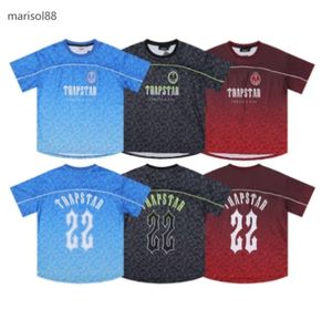 Camisetas masculinas trapstar malha futebol camisa azul preto vermelho masculino esportivo cir-shirt designer de moda roupas 36665