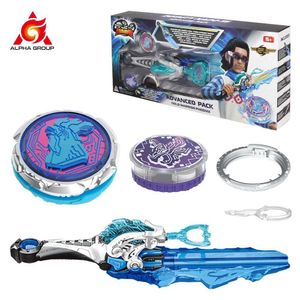 4D Beyblades Infinity Nado 6 Advanced Set - Golden Warrior Phoenix Glow Rotating Top Gyroscope Metal Ring with Sword Launcher Icon and Sharp Q240430