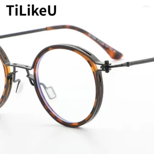 Óculos de sol enquadramentos de luxo retro acetato grande amplo óculos redondos Men.