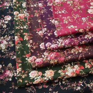 Flores de tecido de rosa de algodão de tecido para costura de retalhos de impressão digital respirável por meio metro D240503