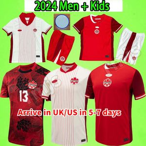 새로운 캐나다 축구 저지 Maillot de Foot 2024 Copa America Cup Kids Kit 2025 캐나다 국가 팀 축구 셔츠 24/25 홈 어웨이 버전 Buchanan