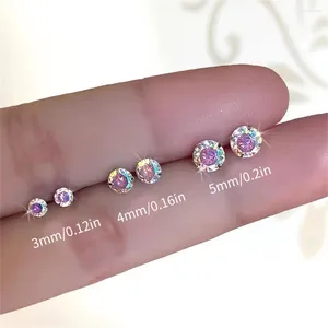 Studörhängen Canner 3/4/5mm Mini Piercing Earring 925 Sterling Silver Small Magic Colored Zircon Crystal For Women Fine SMYCKE