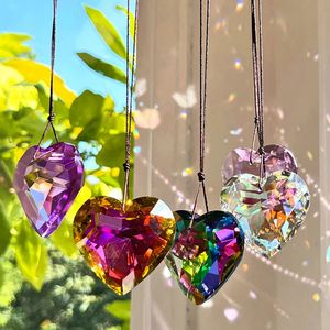 Sun Catcher utomhus vindklockor hängande dekor hjärtform konstgjord kristall regnbåge hängande dekor utomhus trädgård dekor barn gåva 240430