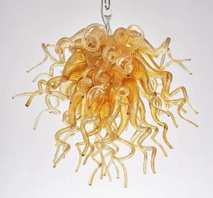 Chandeliers LONGREE Art Glass Chandelier Lamp Chihuly Style Amber Handmade Pendant Lightings For Bedroom Dining Room Kitchen Living