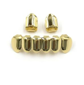 Hip Hop Gold Plated Bocal Grillz Conjunto 2pcs Top 6 de dentes grade inferior Grill Whole8717374