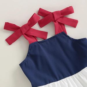 Girl Dresses Patriotic Toddler Clothes-Red White And Two Sleeveless Gift Dress For Your Baby Was Born On 4th Of July