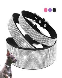 Bling Rhinestone Dog Cat Collar Leather Pet Puppy Kitten Collar Walk LEASH Lead For Small Medium Dogs Cats Chihuahua Pug Yorkie6602386