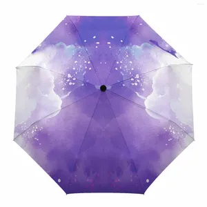 Paraplyer lila moln akvarell abstrakt automatiskt paraply rese folding bärbar parasol vindtät
