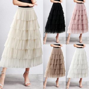 Skirts For Women Trendy Summer Mid Length Skirt Dance Party A Line High Waisted Tulle Tiered Holiday Costume Half