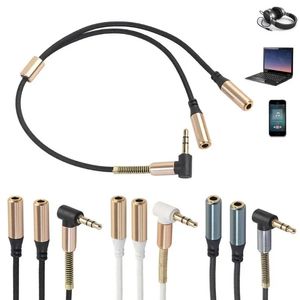 1 datorer 3,5 mm 1 till 2 Dual Y Audio Headset Jack Splitter Dela Cable Adapter Golden Connector Earpiece For Earphone Headphone